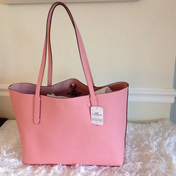 Coach Petal Pebble Leather Hudson Tote In Petal Barbiecore - Picture 3 of 13